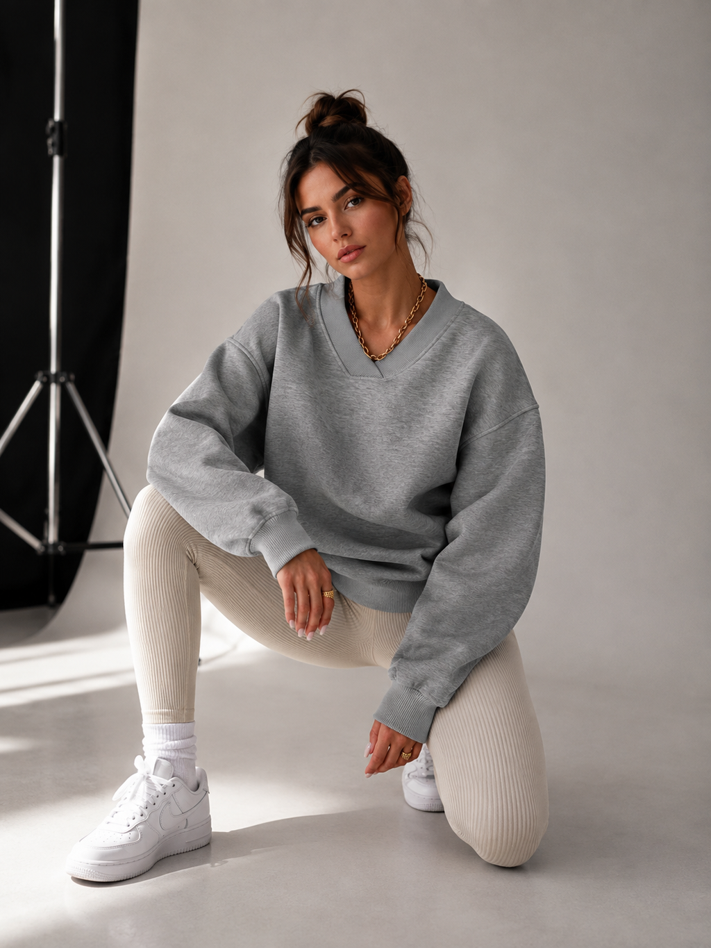 Oversized Grey Crewneck Sweatshirt