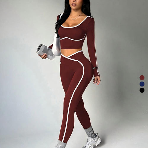 Bordeaux Damen Gym Yoga Fitness Activewear Set