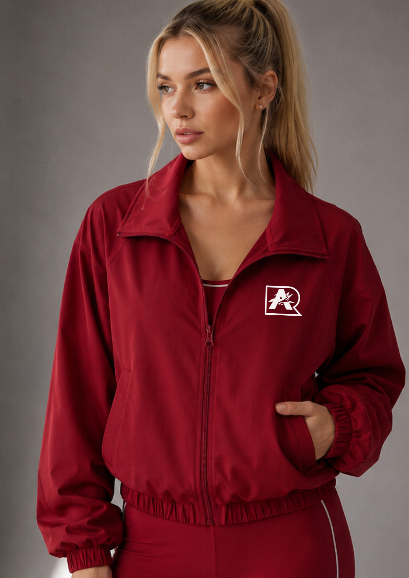 Performance Cropped Track Jacket FIRE RED