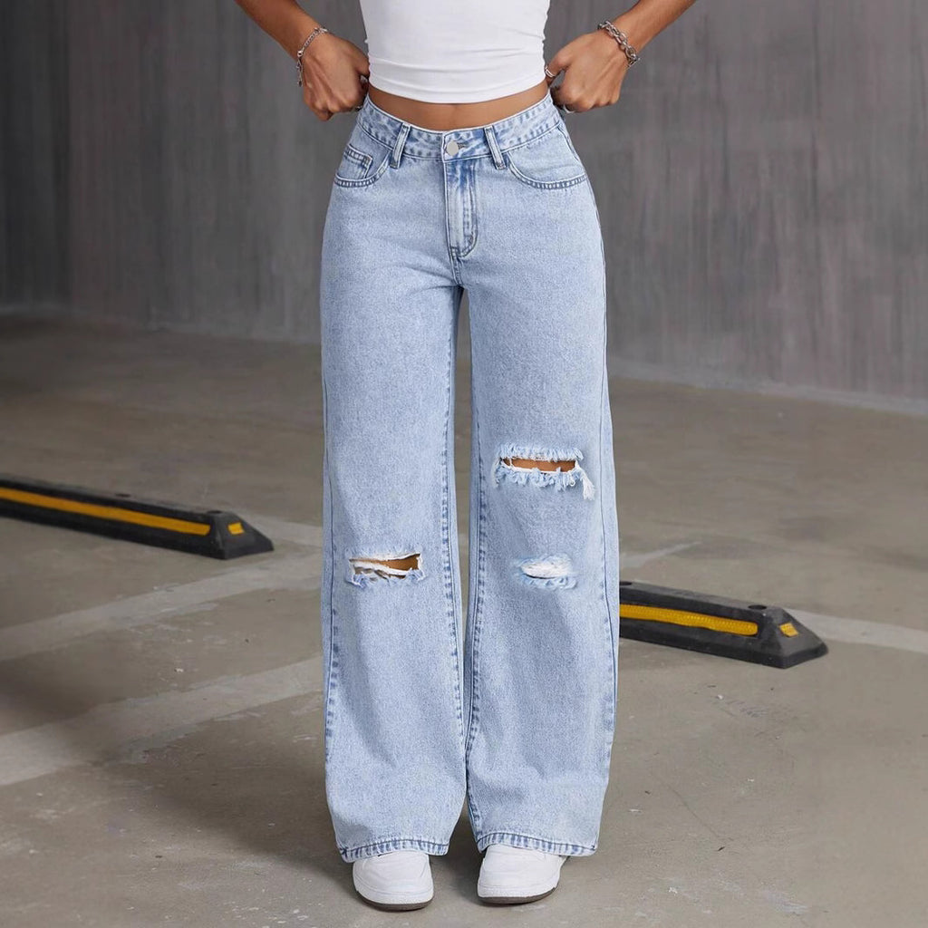 Hellblaue Damen Jeans High Waist Front