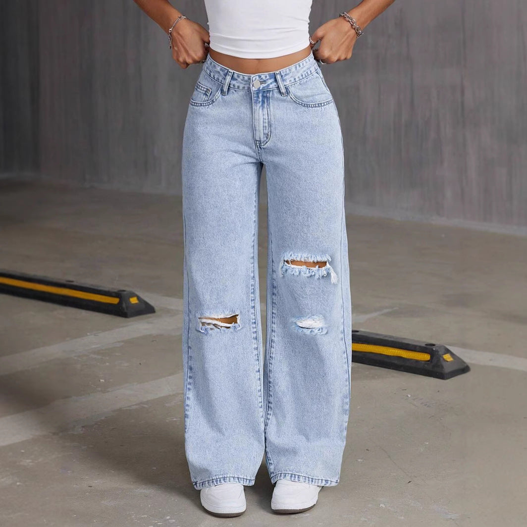 Hellblaue Damen Jeans High Waist Front